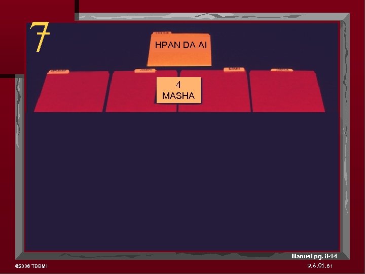 7 HPAN DA AI 4 MASHA Manuel pg. 8 -14 © 2006 TBBMI 9.