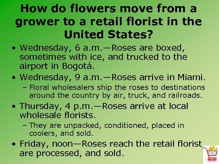 How do flowers move from a grower to a retail florist in the United