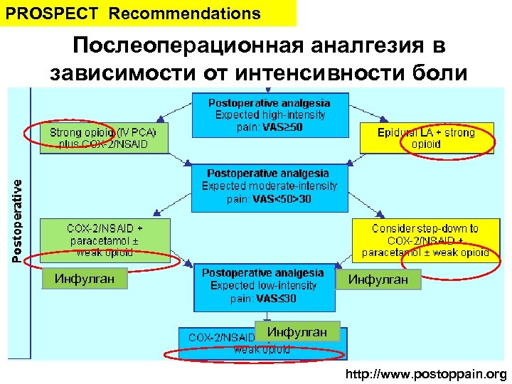 PROSPECT Recommendations Послеоперационная аналгезия в зависимости от интенсивности боли Инфулган http: //www. postoppain. org