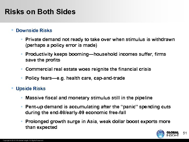 Risks on Both Sides • Downside Risks • Private demand not ready to take
