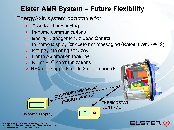 Elster AMR System – Future Flexibility Energy. Axis system adaptable for: Ø Broadcast messaging