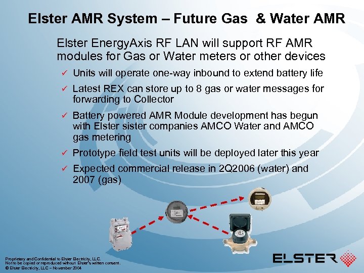 Elster AMR System – Future Gas & Water AMR Elster Energy. Axis RF LAN