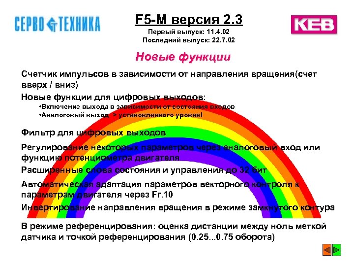 F 5 -M версия 2. 3 Первый выпуск: 11. 4. 02 Последний выпуск: 22.