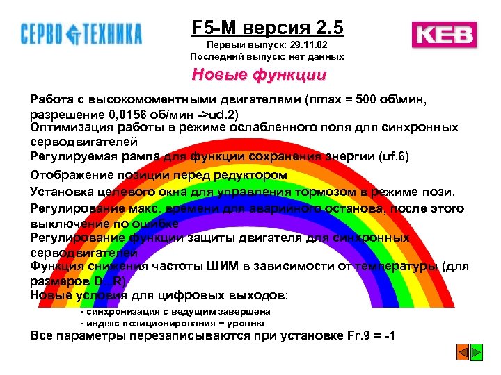 F 5 -M версия 2. 5 Первый выпуск: 29. 11. 02 Последний выпуск: нет