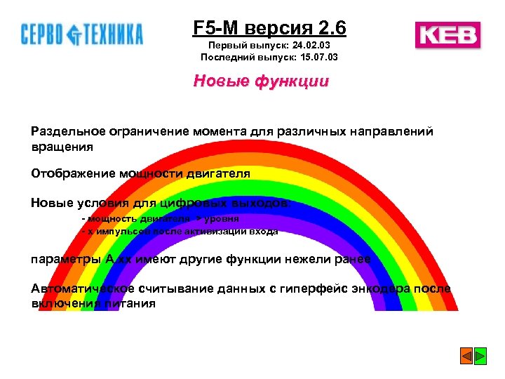 F 5 -M версия 2. 6 Первый выпуск: 24. 02. 03 Последний выпуск: 15.