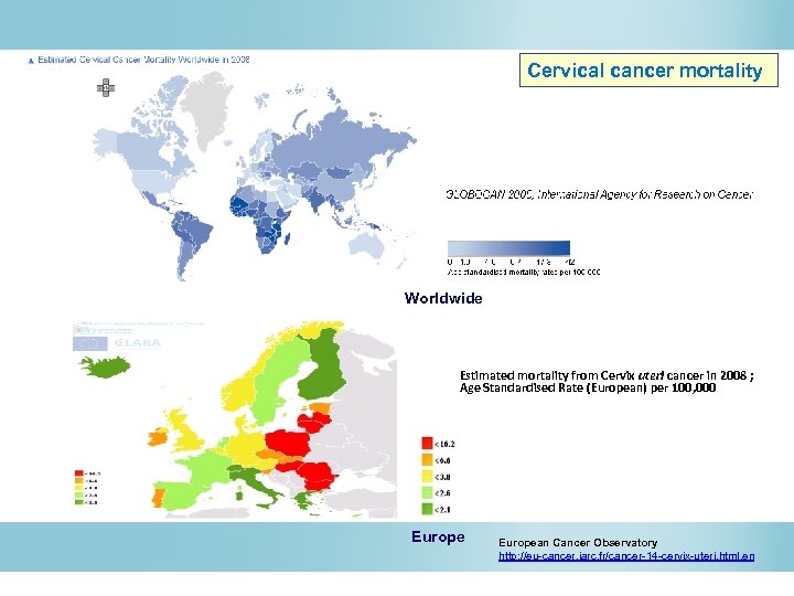 Cervical cancer mortality Worldwide Estimated mortality from Cervix uteri cancer in 2008 ; Age