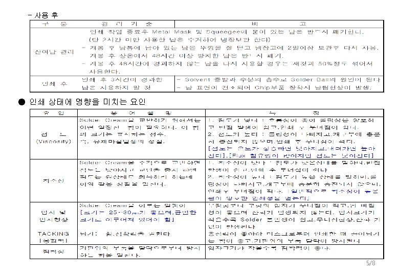 - 사용 후 ● 인쇄 상태에 영향을 미치는 요인 5/8 