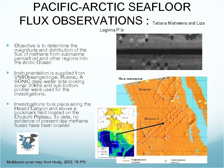 PACIFIC-ARCTIC SEAFLOOR FLUX OBSERVATIONS : Tatiana Matveeva and Liza Logvina P. Is Objective is