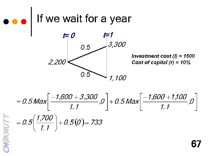 If we wait for a year t= 0 0. 5 t=1 3, 300 Investment