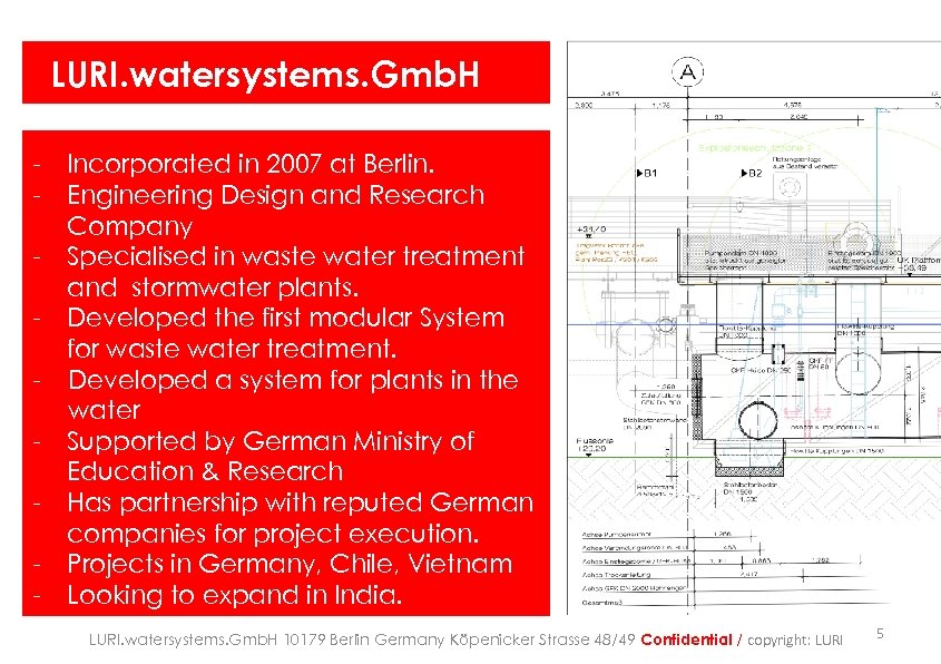 LURI. watersystems. Gmb. H - Incorporated in 2007 at Berlin. - Engineering Design and