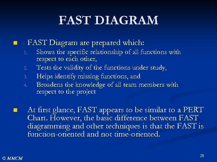 FAST DIAGRAM n FAST Diagram are prepared which: 1. 2. 3. 4. n ©