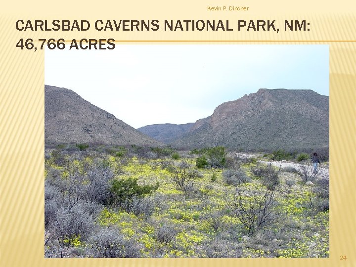 Kevin P. Dincher CARLSBAD CAVERNS NATIONAL PARK, NM: 46, 766 ACRES 24 