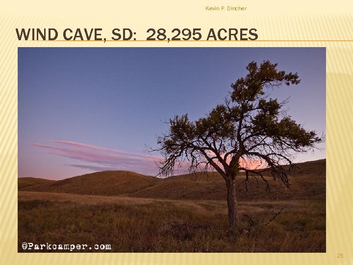 Kevin P. Dincher WIND CAVE, SD: 28, 295 ACRES 25 
