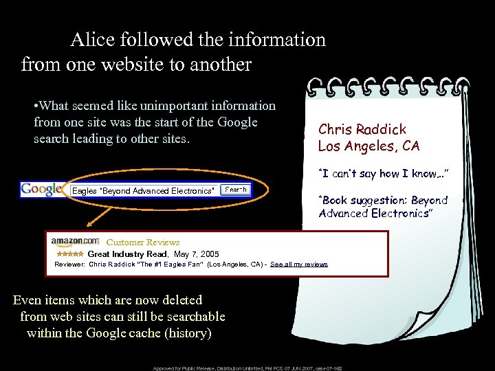 Alice followed the information from one website to another • What seemed like unimportant