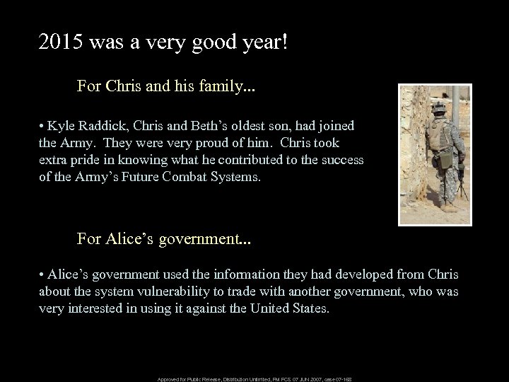 2015 was a very good year! For Chris and his family. . . •