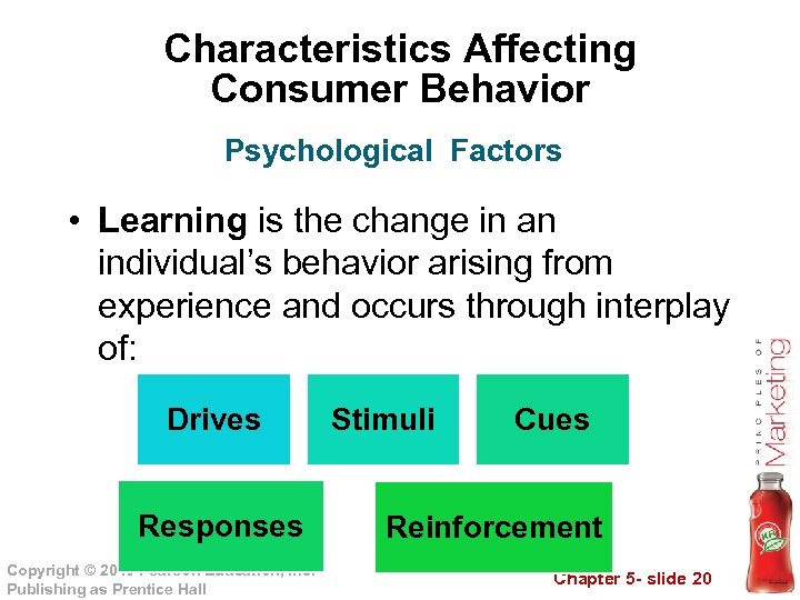 Characteristics Affecting Consumer Behavior Psychological Factors • Learning is the change in an individual’s