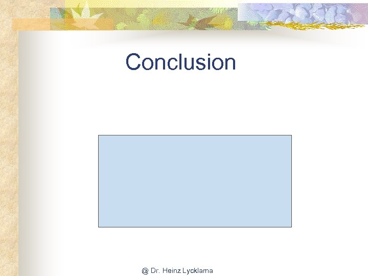 Conclusion @ Dr. Heinz Lycklama 