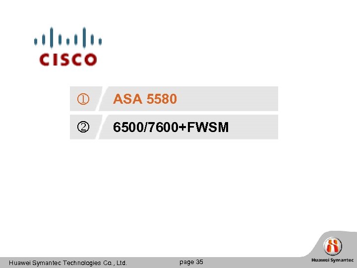  ASA 5580 6500/7600+FWSM Huawei Symantec Technologies Co. , Ltd. page 35 