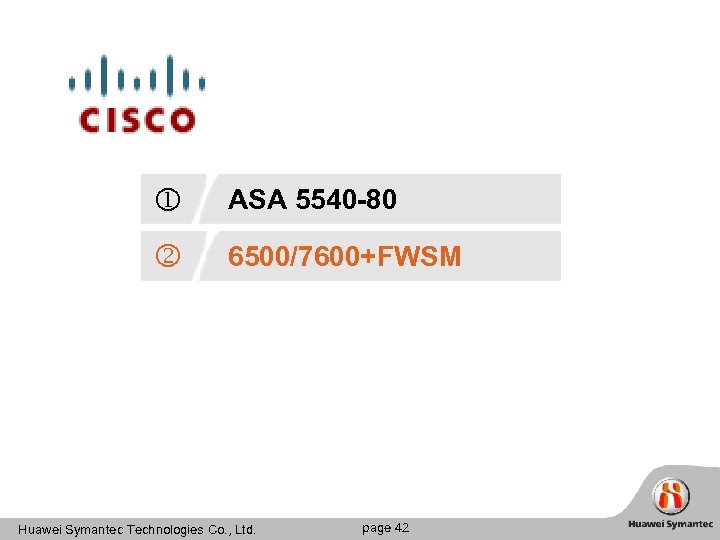  ASA 5540 -80 6500/7600+FWSM Huawei Symantec Technologies Co. , Ltd. page 42 