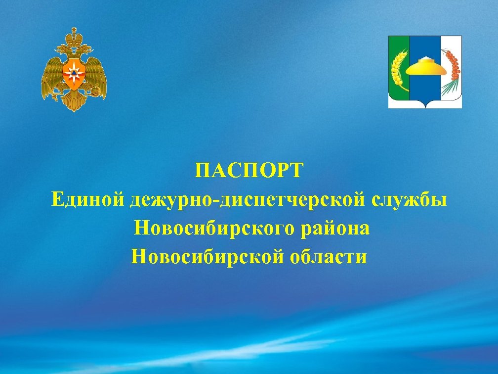 ПАСПОРТ Единой дежурно-диспетчерской службы Новосибирского района Новосибирской области 