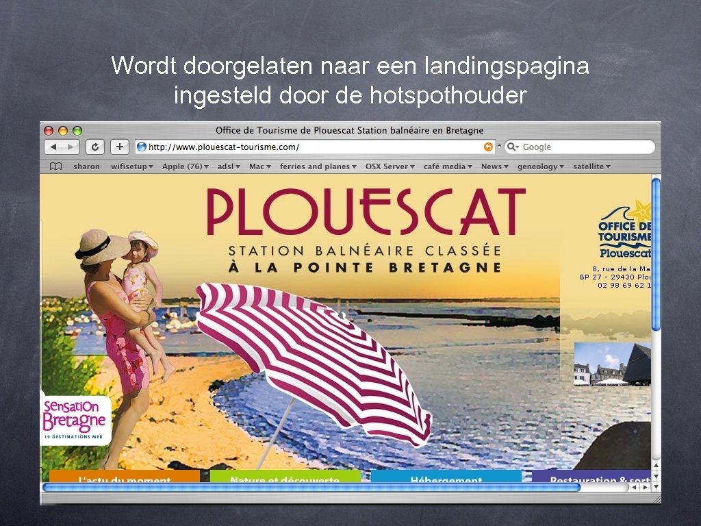 Wordt doorgelaten naar een landingspagina ingesteld door de hotspothouder 