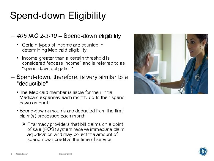 Spend-down Eligibility – 405 IAC 2 -3 -10 – Spend-down eligibility • Certain types