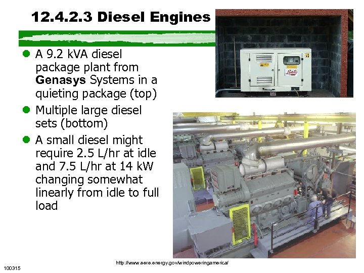 12. 4. 2. 3 Diesel Engines l A 9. 2 k. VA diesel package