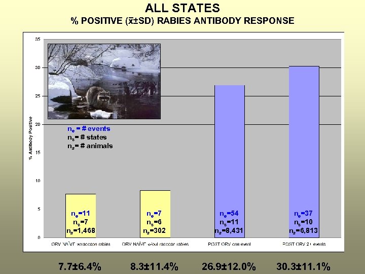 ALL STATES % POSITIVE (x±SD) RABIES ANTIBODY RESPONSE ne = # events ns= #
