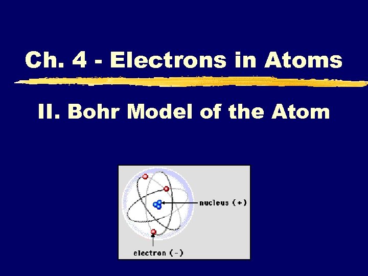 Ch. 4 - Electrons in Atoms II. Bohr Model of the Atom 