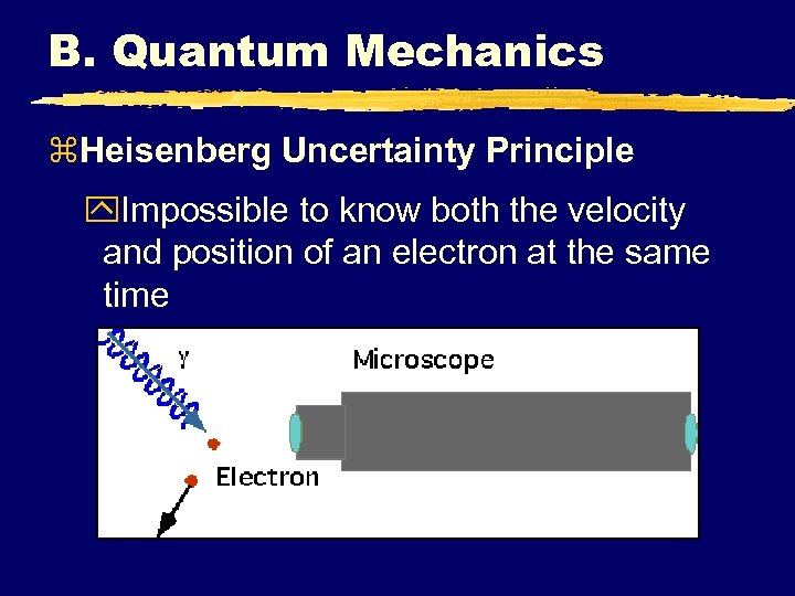 B. Quantum Mechanics z. Heisenberg Uncertainty Principle y. Impossible to know both the velocity