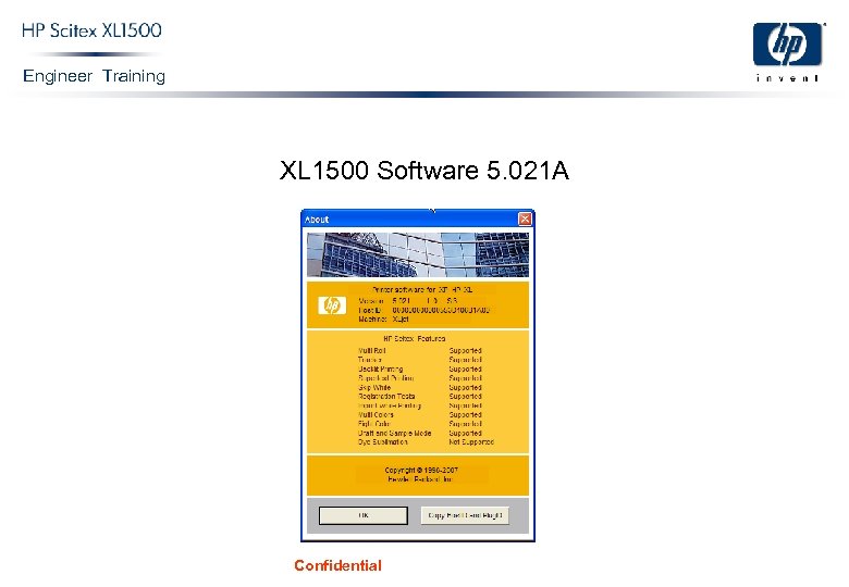 Engineer Training XL 1500 Software 5. 021 A Confidential 