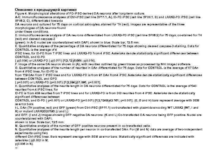 Описание к предыдущей картинке Figure 4. Morphological alterations of PD-i. PSC-derived DA neurons after