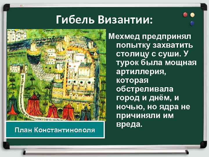 Гибель Византии: План Константинополя Мехмед предпринял попытку захватить столицу с суши. У турок была