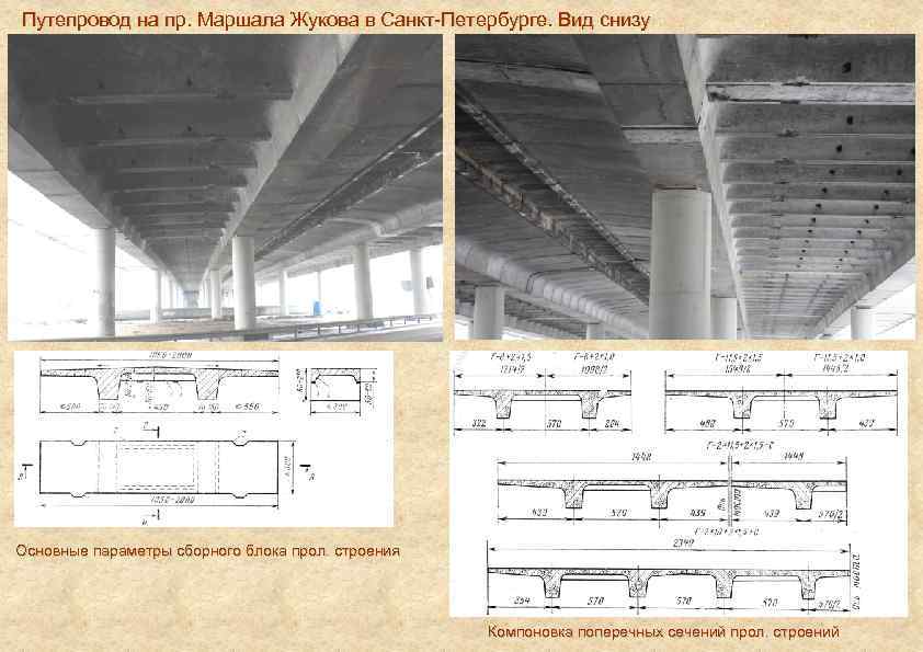 Путепровод на пр. Маршала Жукова в Санкт Петербурге. Вид снизу Основные параметры сборного блока