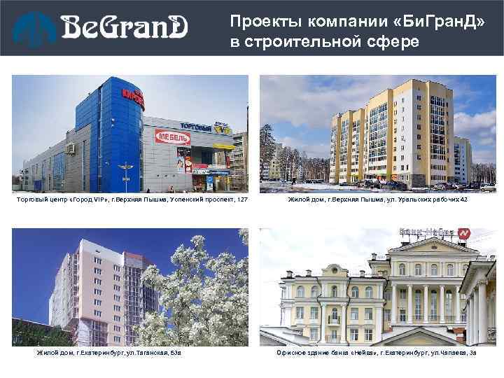 Проекты компании «Би. Гран. Д» в строительной сфере Торговый центр «Город Vi. P» ,