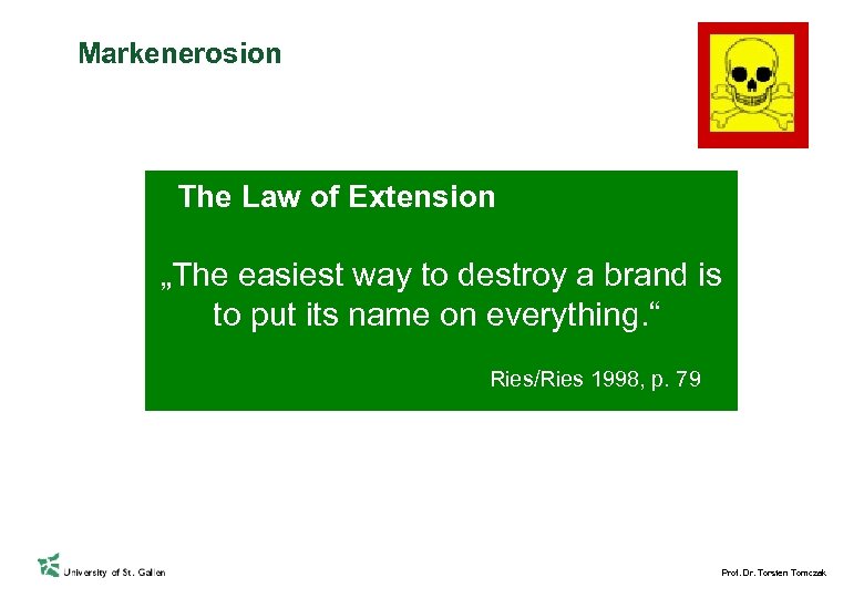 Markenerosion The Law of Extension „The easiest way to destroy a brand is to