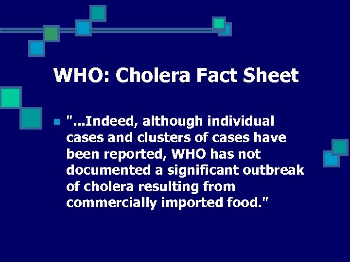 WHO: Cholera Fact Sheet n 
