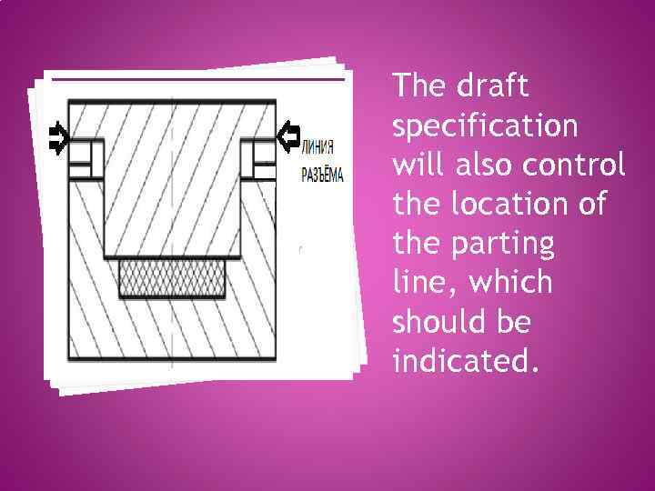 The draft specification will also control the location of the parting line, which should