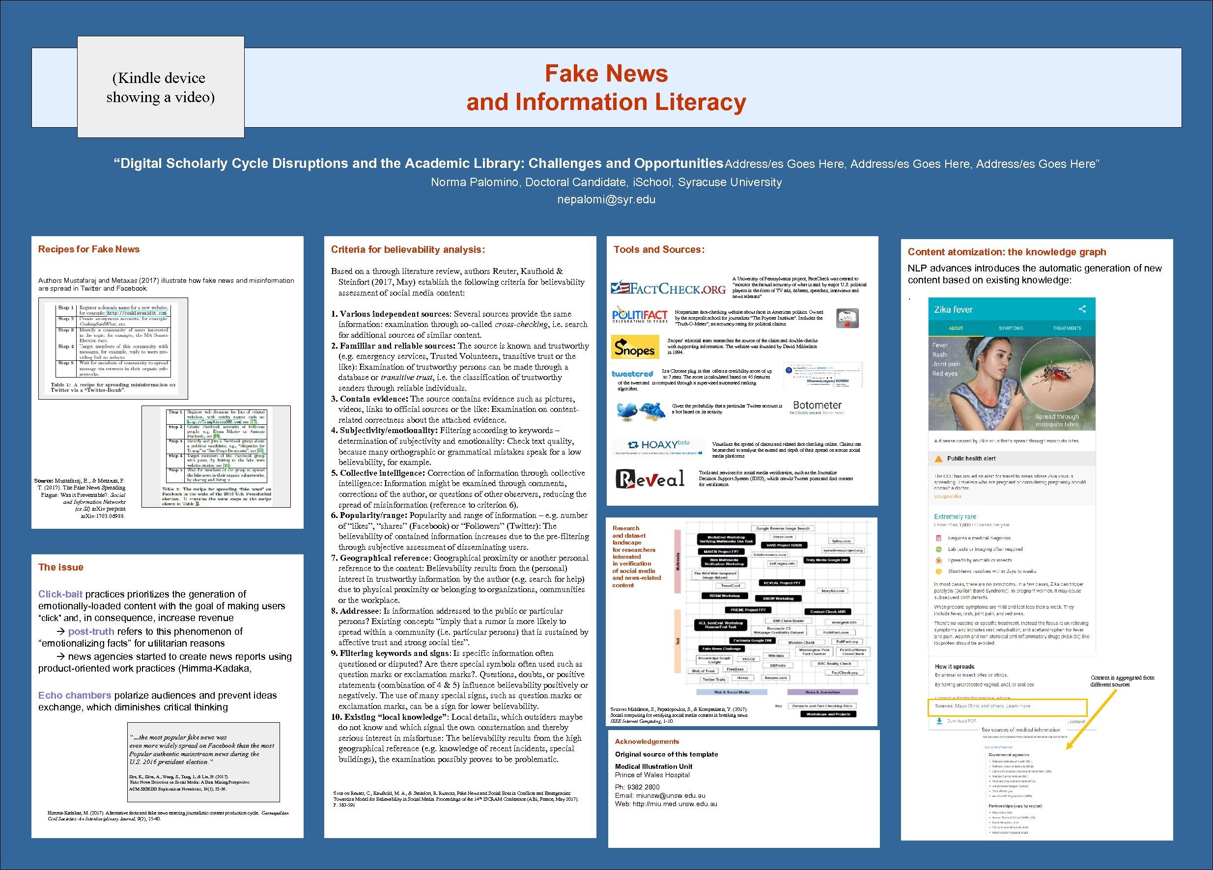 (Kindle device showing a video) Fake News and Information Literacy “Digital Scholarly Cycle Disruptions