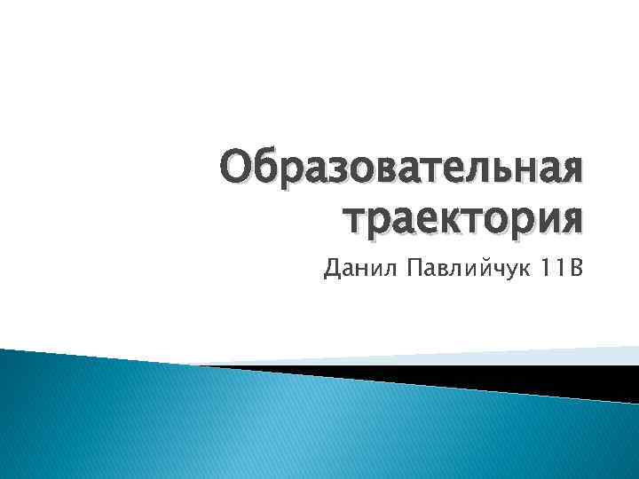 Образовательная траектория Данил Павлийчук 11 В 