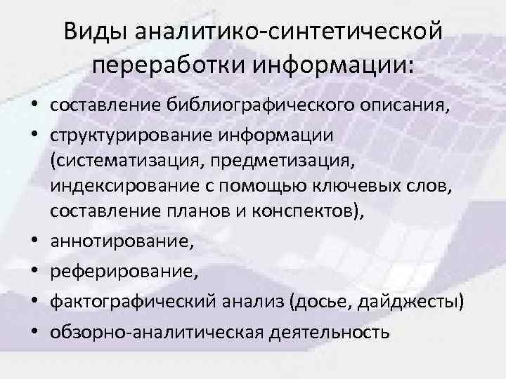 Виды синтеза