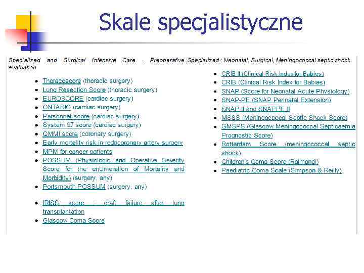 Skale specjalistyczne 