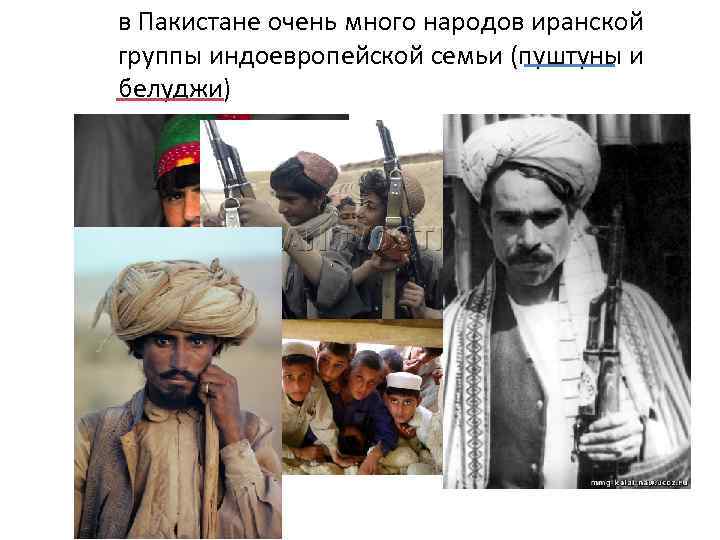 в Пакистане очень много народов иранской группы индоевропейской семьи (пуштуны и белуджи) 