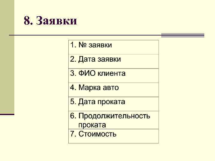 8. Заявки 