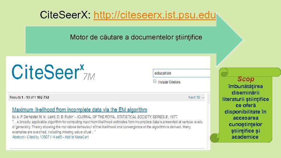 Cite. Seer. X: http: //citeseerx. ist. psu. edu Motor de căutare a documentelor ştiinţifice