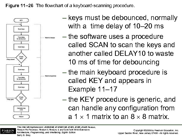 Figure 11– 26 The flowchart of a keyboard-scanning procedure. – keys must be debounced,