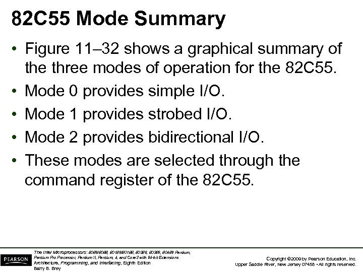 82 C 55 Mode Summary • Figure 11– 32 shows a graphical summary of