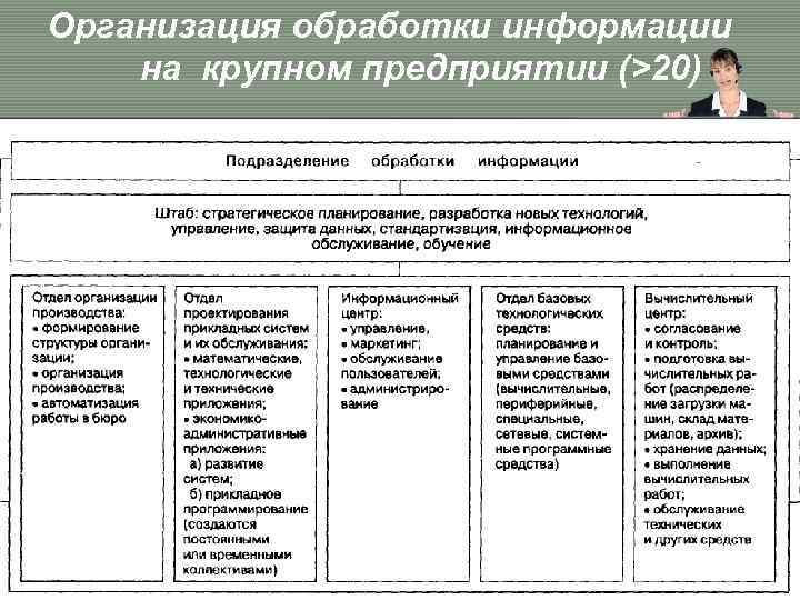 Организация обработки информации на крупном предприятии (>20) 