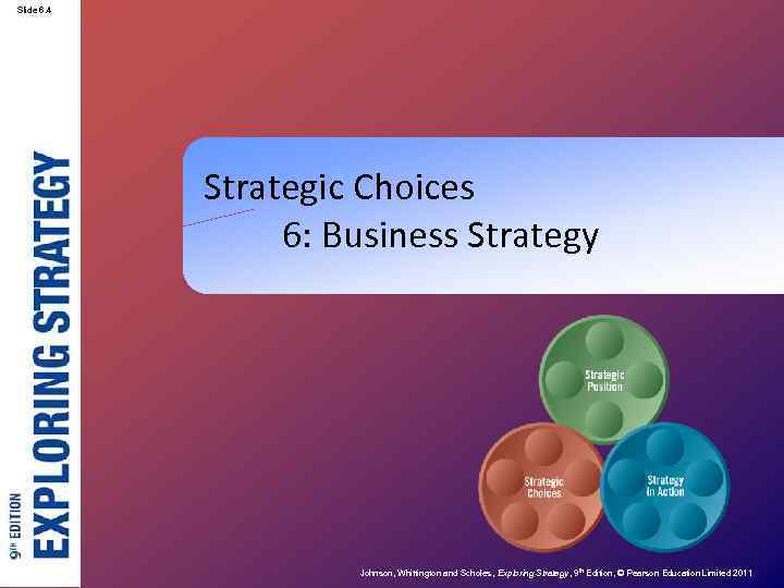Slide 6. 4 Strategic Choices 6: Business Strategy Johnson, Whittington and Scholes , Exploring