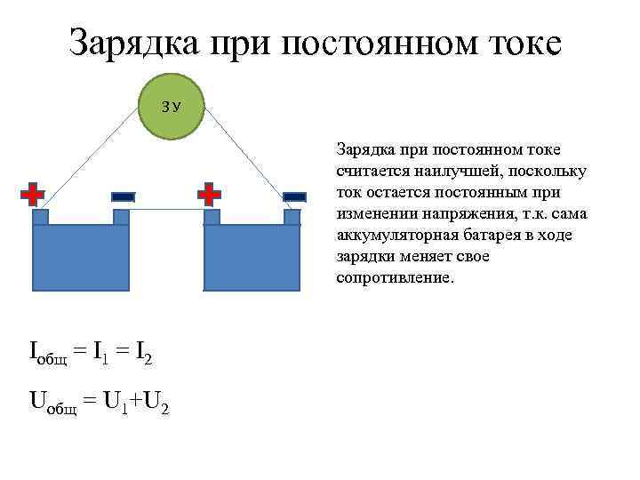 Зарядка при постоянном токе ЗУ Зарядка при постоянном токе считается наилучшей, поскольку ток остается